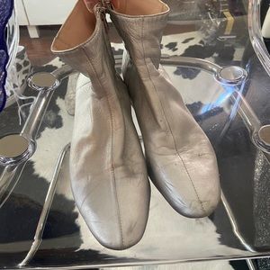 Mod style silver leather ankle boots